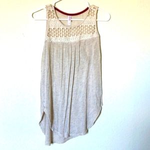 Xhilaration Boho Crochet Detail Hi Low Shirt